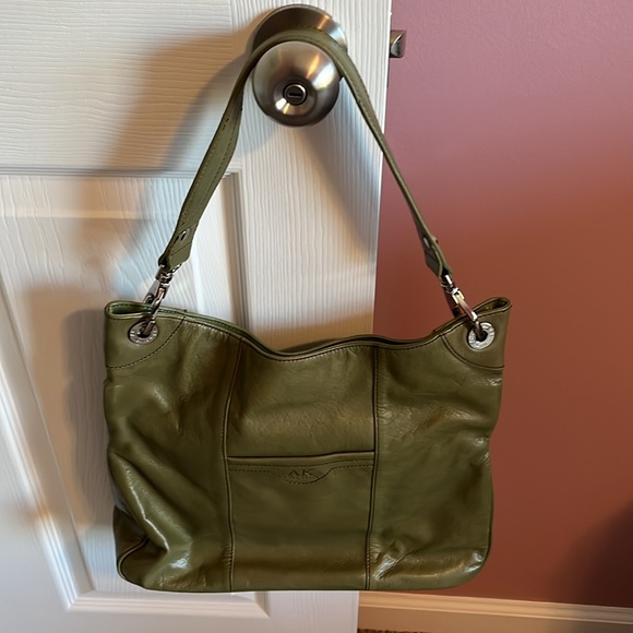 Anne Klein Leather Purse Shoulder Bag Army Olive Green - Picture 3 of 13